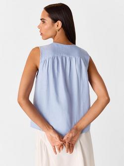 Whistles Laura Pure Linen Top - view 2, Pale Blue