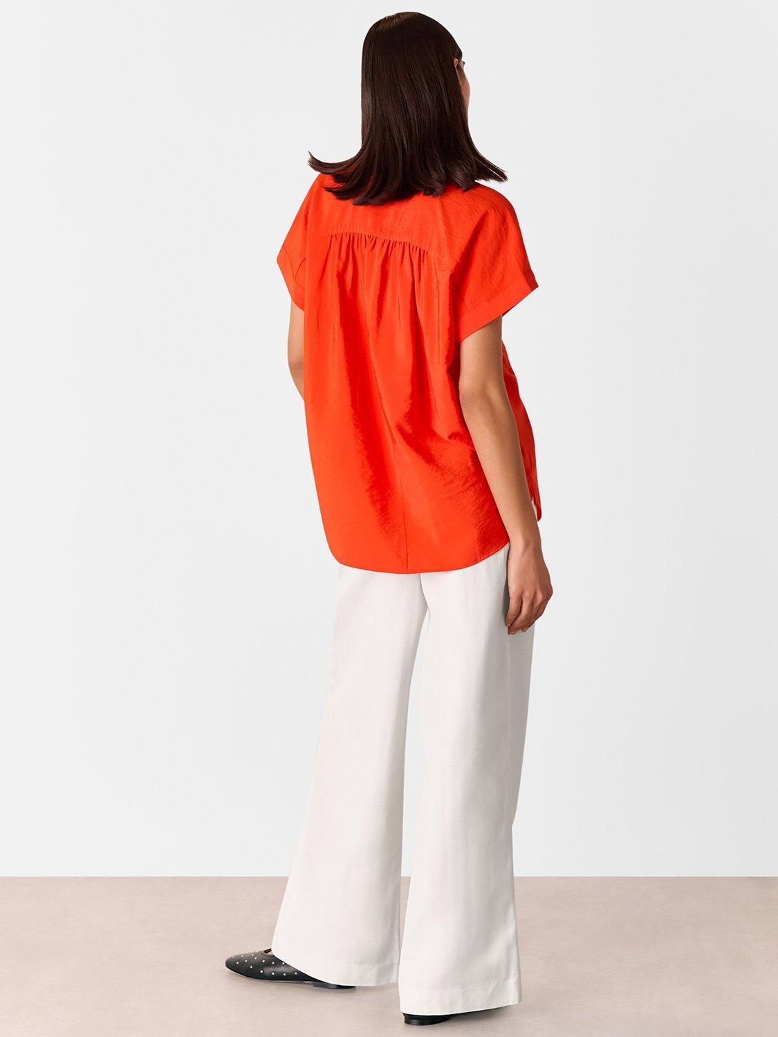 Product image 2 of 5, which shows Whistles Nicola Button Through Shirt, Red, 6