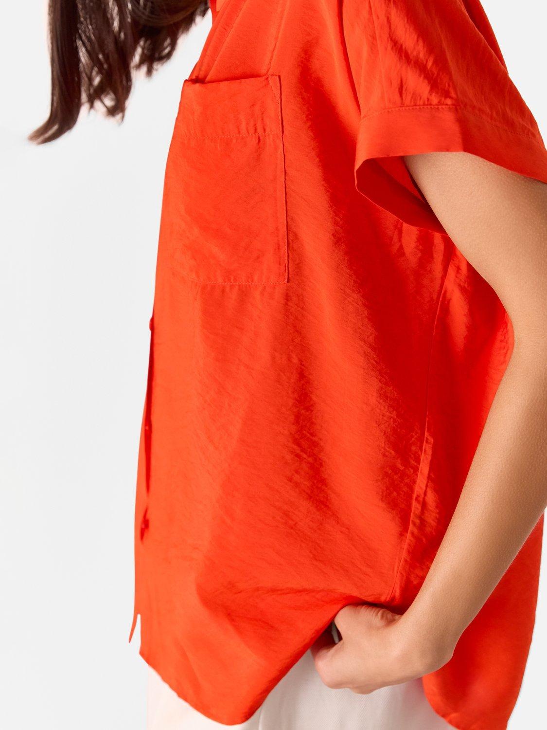 Product image 4 of 5, which shows Whistles Nicola Button Through Shirt, Red, 6