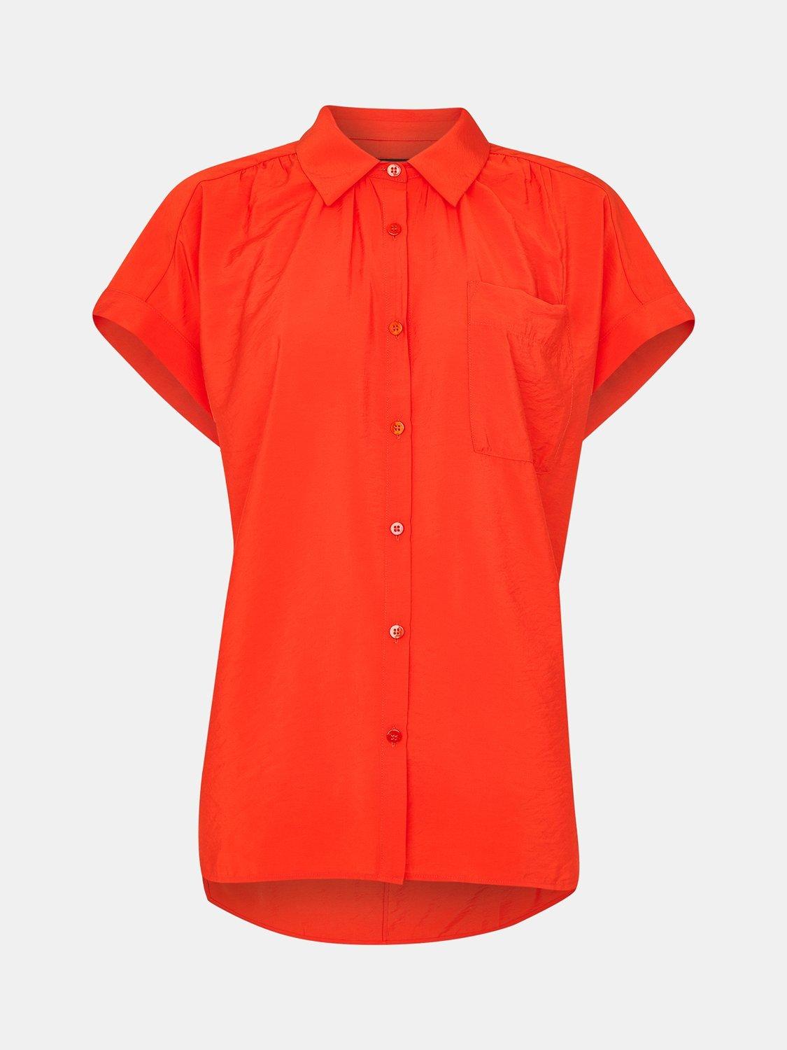 Product image 5 of 5, which shows Whistles Nicola Button Through Shirt, Red, 6