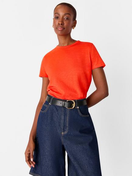 Whistles Posie Double Trim T-Shirt, Mid Red, Mid Red