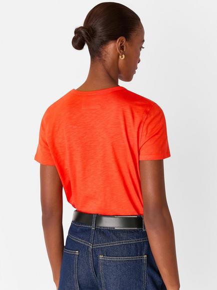 Whistles Posie Double Trim T-Shirt, Mid Red - view 2, Mid Red