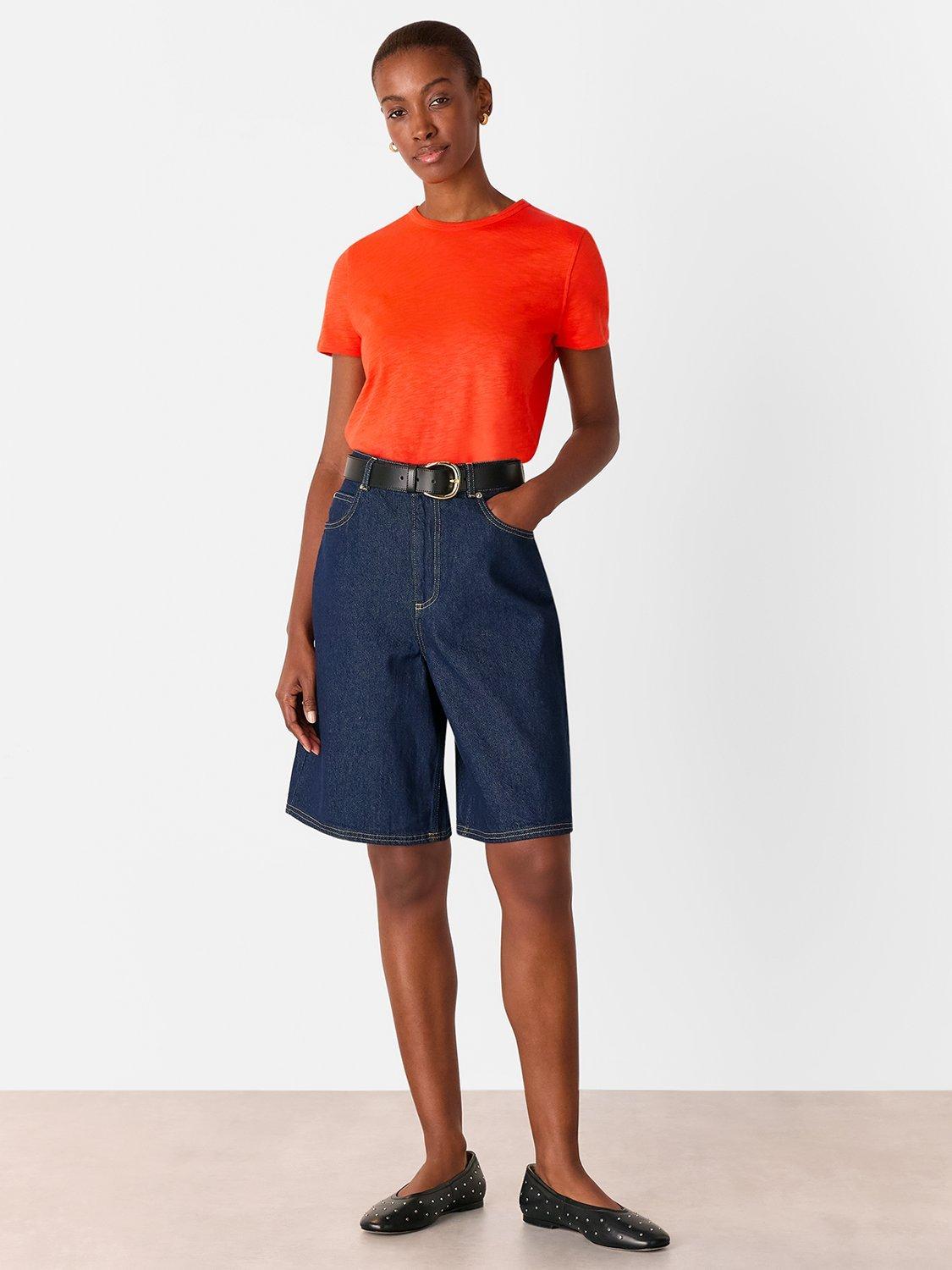 Product image 3 of 6, which shows Whistles Posie Double Trim T-Shirt, Mid Red, XS