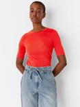 Whistles Slim Fit Crew Neck Top, Red
