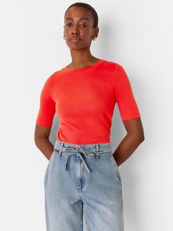 Whistles Slim Fit Crew Neck Top, Red, Red