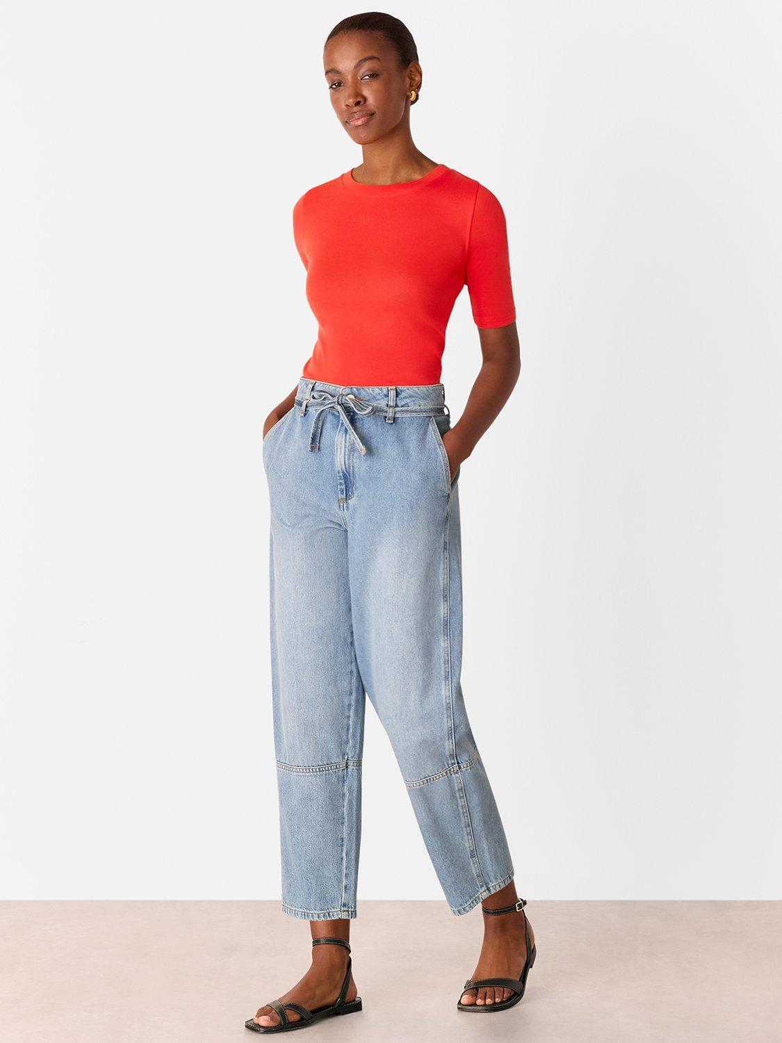 Product image 4 of 5, which shows Whistles Slim Fit Crew Neck Top, Red, 6