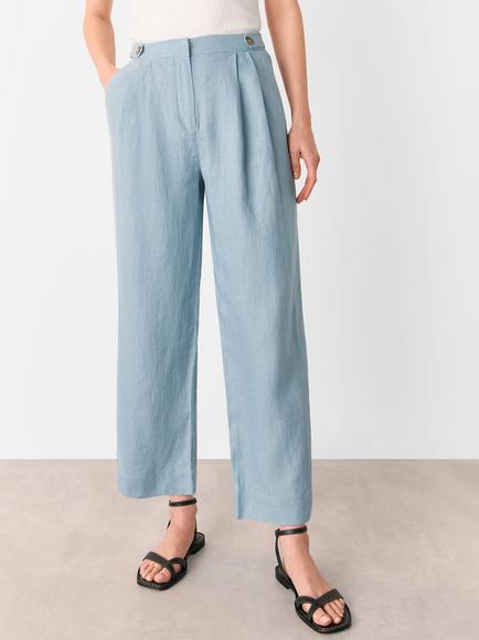 Whistles Casual Millie Linen Trouser, Pale Blue