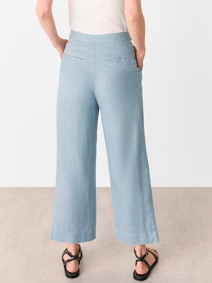 Whistles Casual Millie Linen Trouser - view 2, Pale Blue