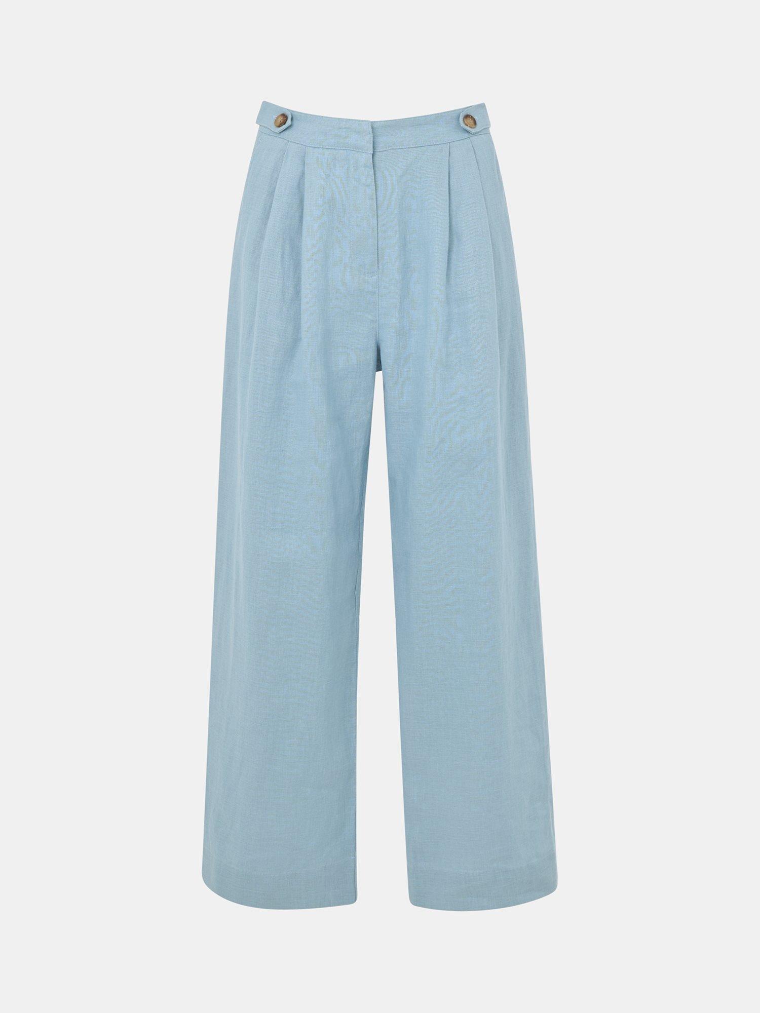 Product image 5 of 5, which shows Whistles Casual Millie Linen Trouser, Pale Blue, 6