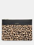 Whistles Leopard Print Panel Leather Clutch Bag, Brown/Multi