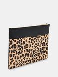 Whistles Leopard Print Panel Leather Clutch Bag, Brown/Multi