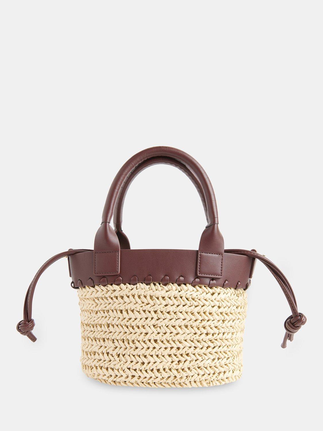 Product image 3 of 5, which shows Whistles May Collar Straw Crossbody Bag, Neutral
