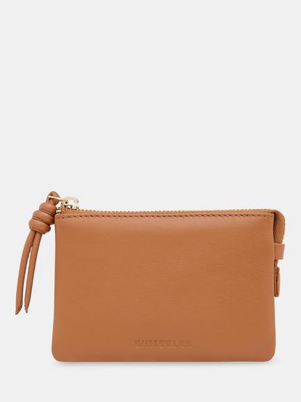 Whistles Knotted Zip Pull Purse, Tan, Tan