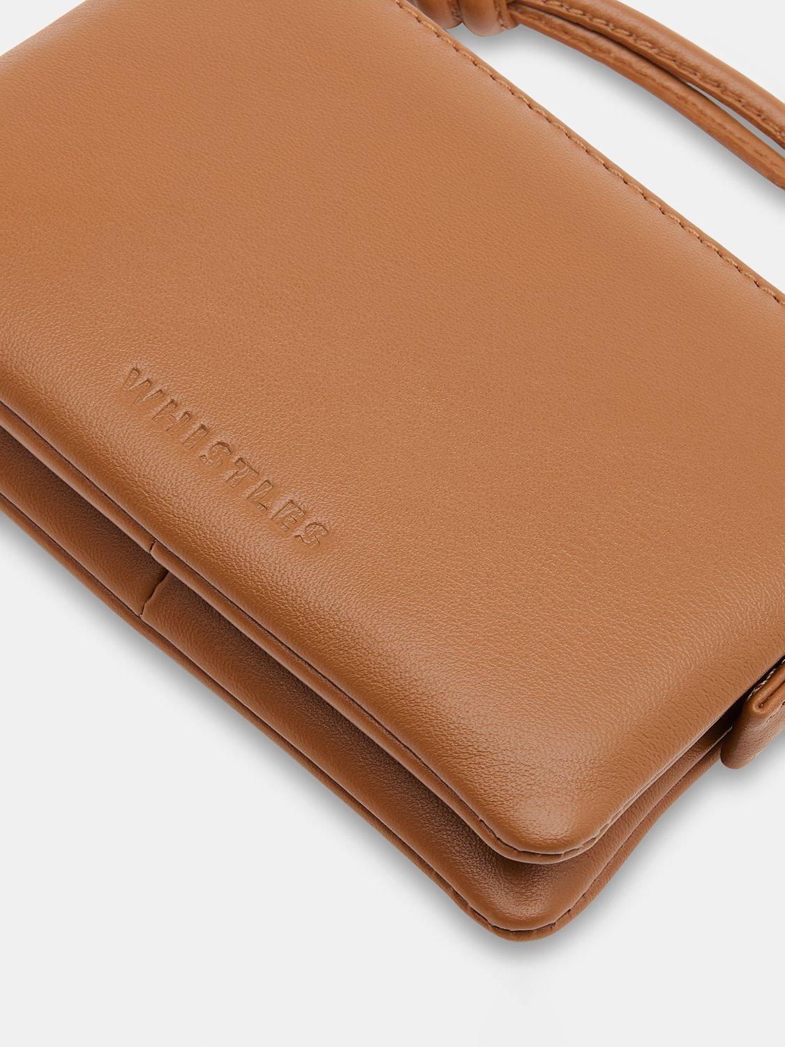 Product image 4 of 4, which shows Whistles Knotted Zip Pull Purse, Tan