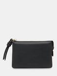 Whistles Knotted Zip Pull Leather Purse, Black