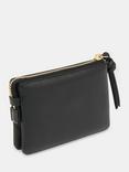 Whistles Knotted Zip Pull Leather Purse, Black