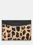 Whistles Leopard Print Leather Card Holder, Brown/Multi