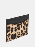 Whistles Leopard Print Leather Card Holder, Brown/Multi
