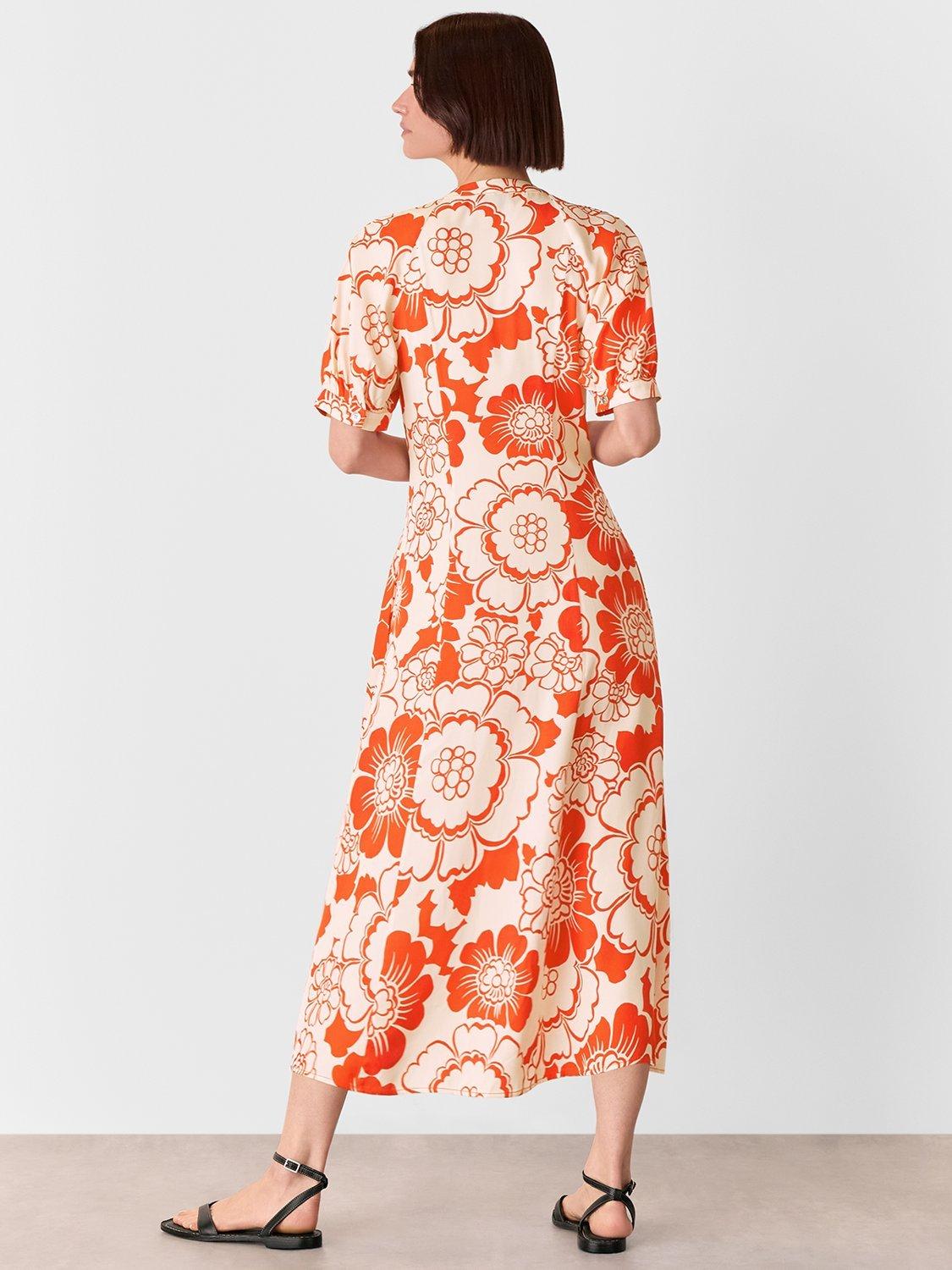 Product image 2 of 5, which shows Whistles Bloom Floral Midi Dress, Red/Multi, 10
