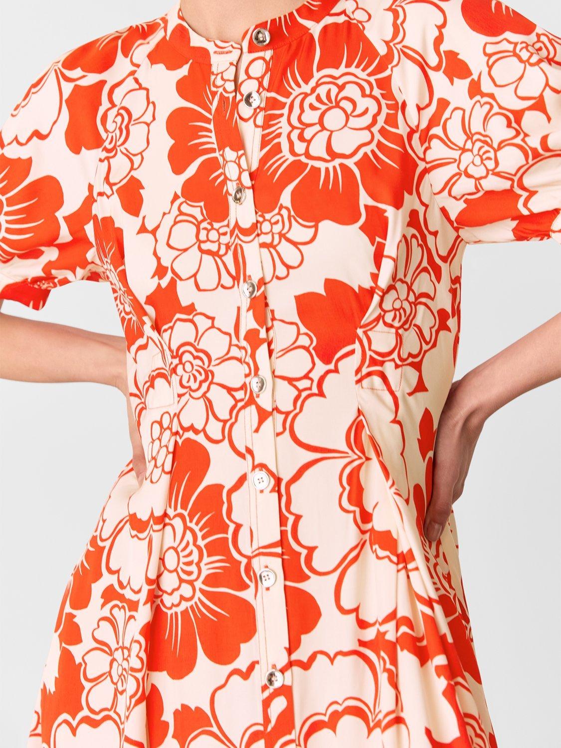 Product image 3 of 5, which shows Whistles Bloom Floral Midi Dress, Red/Multi, 10