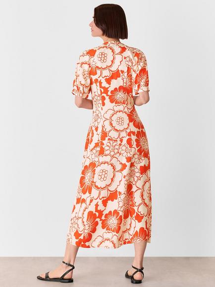 Whistles Petite Bloom Floral Midi Dress, Red/Multi - view 2, Red/Multi