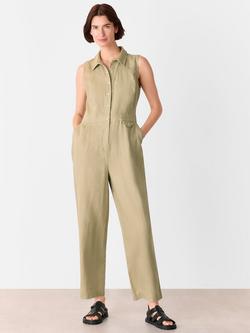 Whistles Ellis Western Pure Linen Jumpsuit, Neutral, Neutral