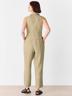 Whistles Ellis Western Pure Linen Jumpsuit, Neutral - view 2, Neutral