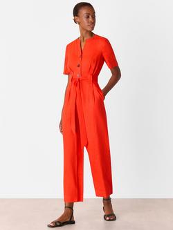Whistles Petite Fiona Pure Linen Jumpsuit, Red