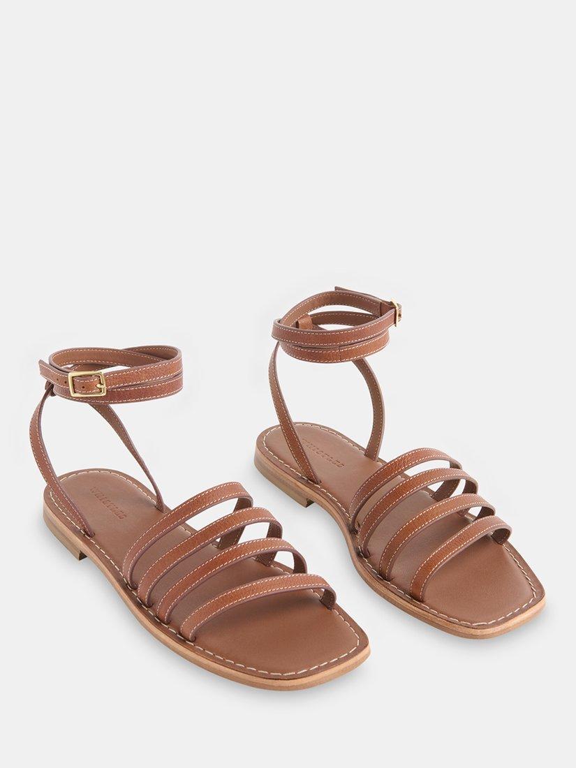 Product image 2 of 5, which shows Whistles Bruna Strappy Leather Sandals, Tan, 3