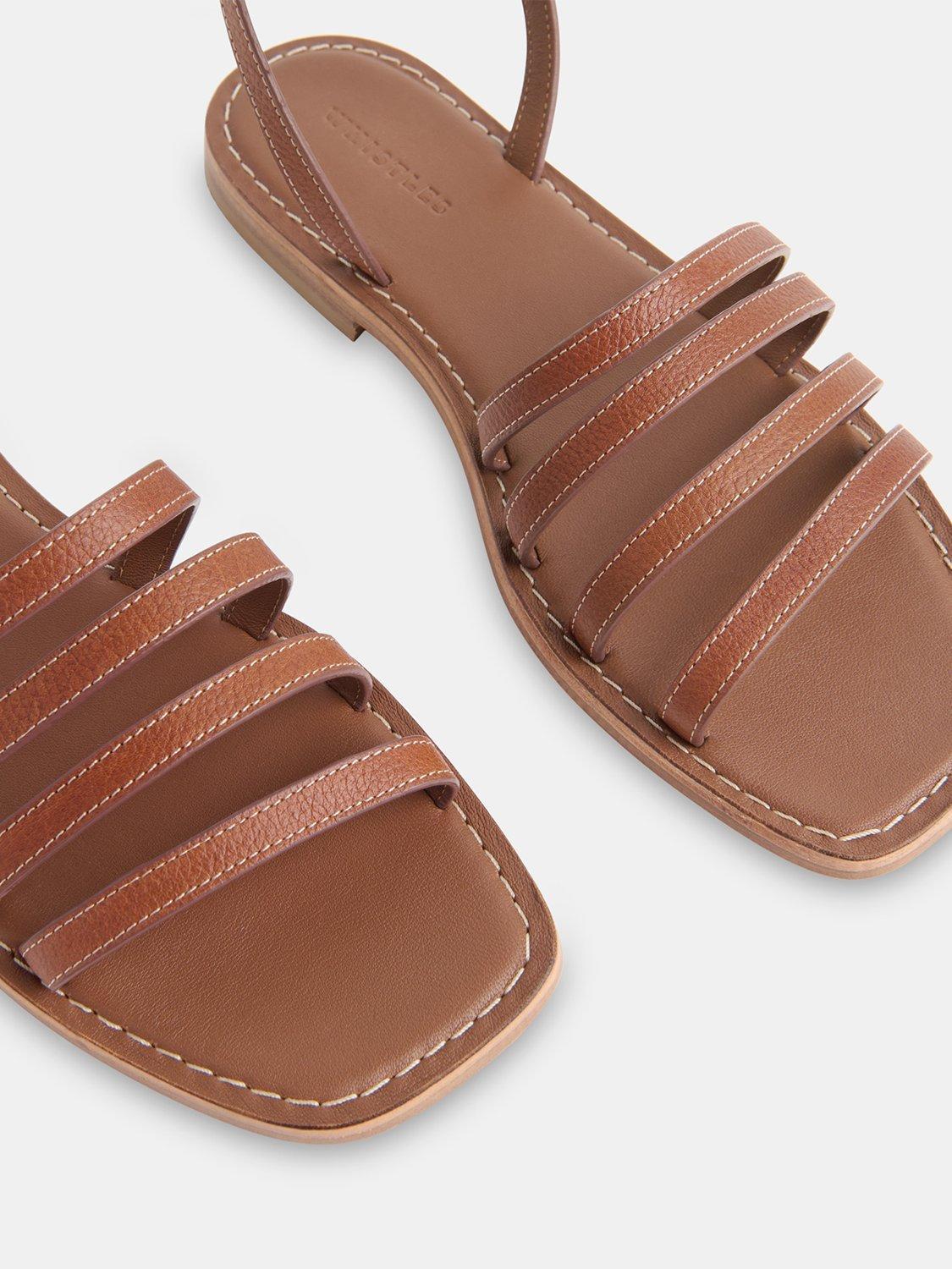 Product image 3 of 5, which shows Whistles Bruna Strappy Leather Sandals, Tan, 3