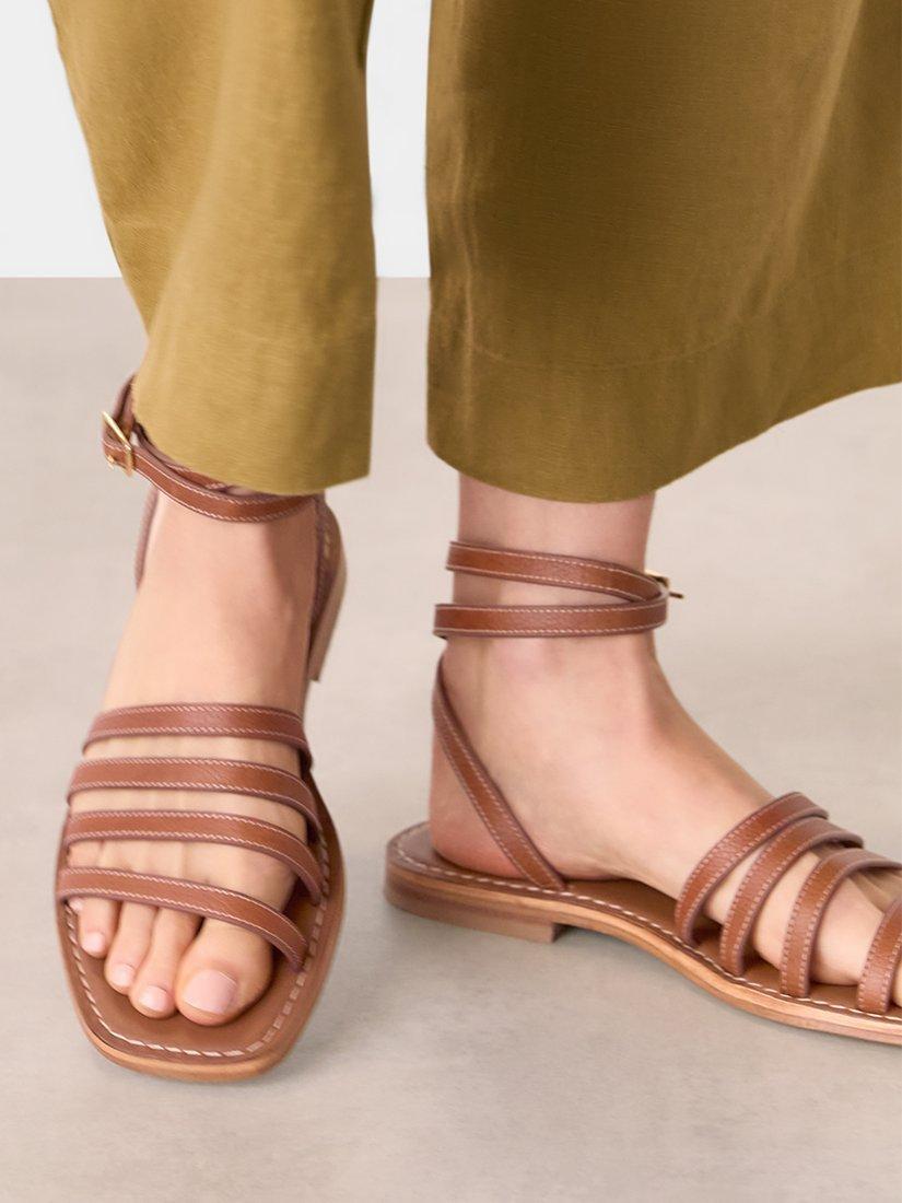 Product image 4 of 5, which shows Whistles Bruna Strappy Leather Sandals, Tan, 3