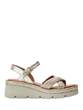 Moda in Pelle Keroya Woven Leather Strap Wedge Heel Sandals, Gold