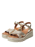 Moda in Pelle Keroya Woven Leather Strap Wedge Heel Sandals, Gold