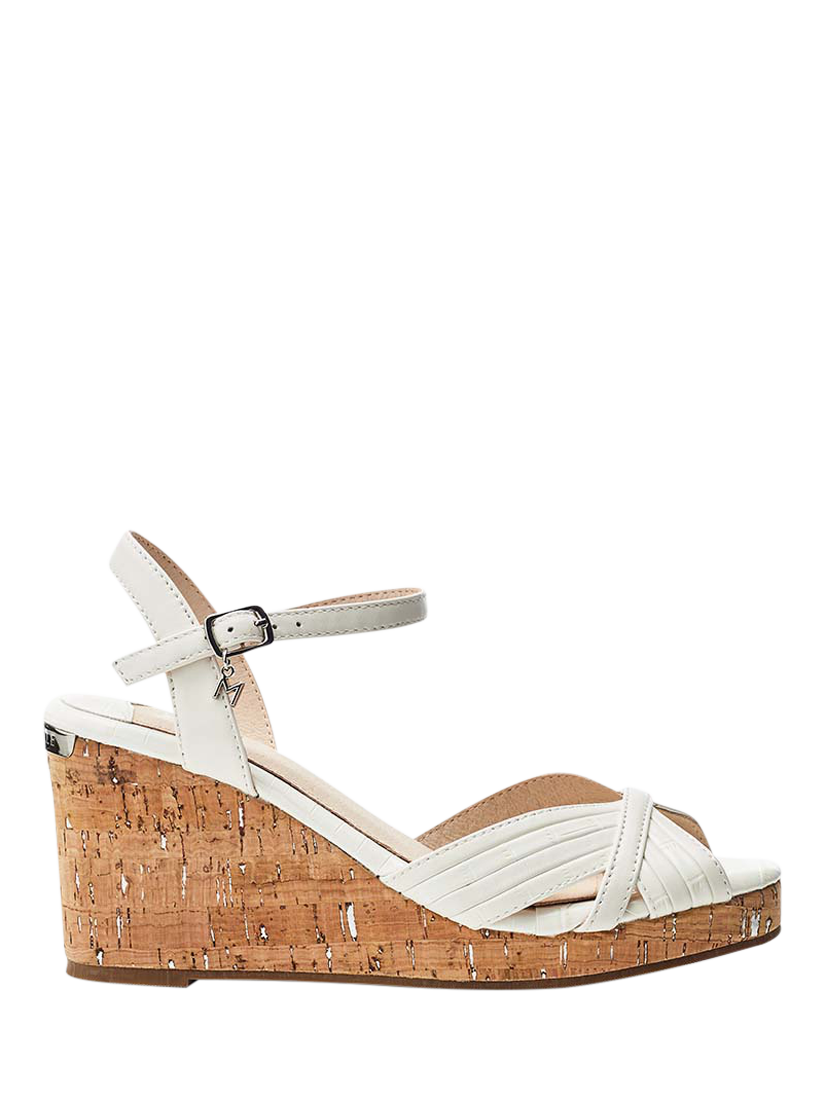 Product image 1 of 4, which shows Moda in Pelle Peppermint Leather Wedge Heel Sandals, White, 6