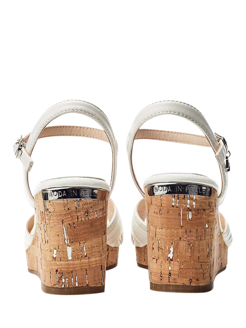 Product image 3 of 4, which shows Moda in Pelle Peppermint Leather Wedge Heel Sandals, White, 6