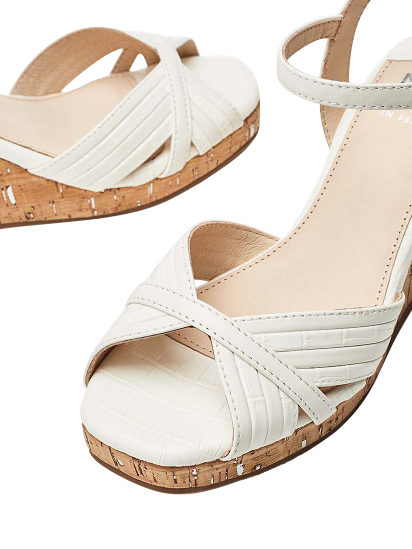 Product image 4 of 4, which shows Moda in Pelle Peppermint Leather Wedge Heel Sandals, White, 6