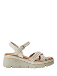 Moda in Pelle Keroya Woven Leather Strap Wedge Heel Sandals, Off White