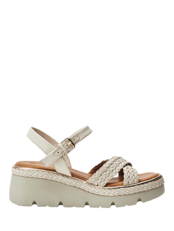 Moda in Pelle Keroya Woven Leather Strap Wedge Heel Sandals, Off White, Off White