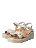 Moda in Pelle Keroya Woven Leather Strap Wedge Heel Sandals, Off White