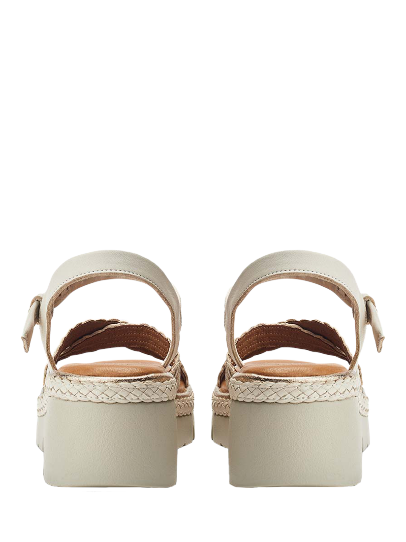 Product image 3 of 4, which shows Moda in Pelle Keroya Woven Leather Strap Wedge Heel Sandals, Off White, 3