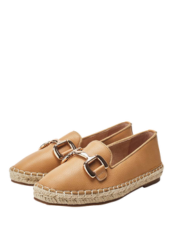 Moda in Pelle Edulis Leather Snaffle Trim Loafers, Camel - view 2, Camel