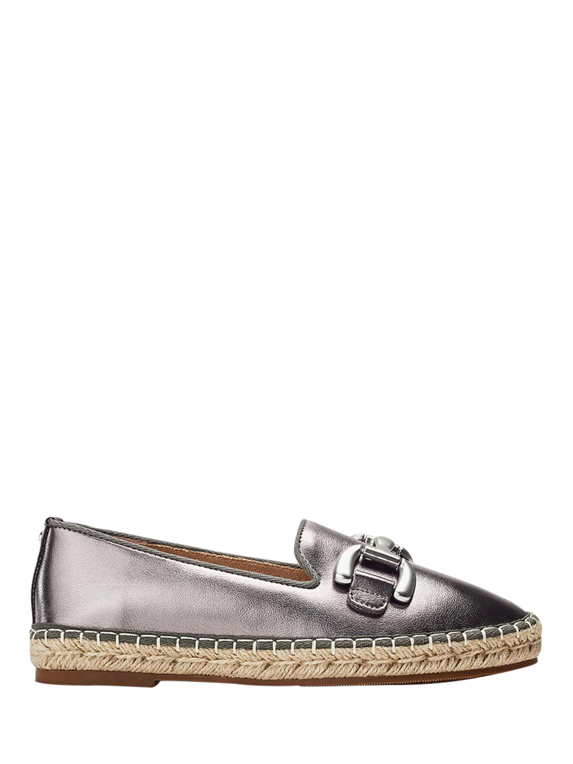 Product image 1 of 4, which shows Moda in Pelle Edulis Leather Snaffle Trim Loafers, Pewter, 3