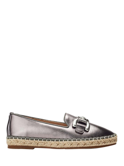 Moda in Pelle Edulis Leather Snaffle Trim Loafers, Pewter, Pewter