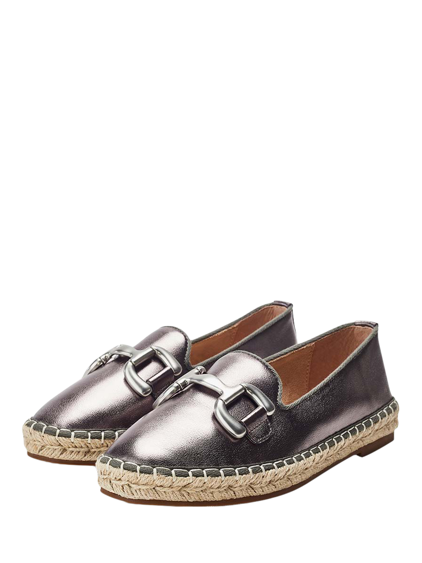 Product image 2 of 4, which shows Moda in Pelle Edulis Leather Snaffle Trim Loafers, Pewter, 3
