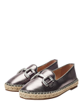 Moda in Pelle Edulis Leather Snaffle Trim Loafers, Pewter