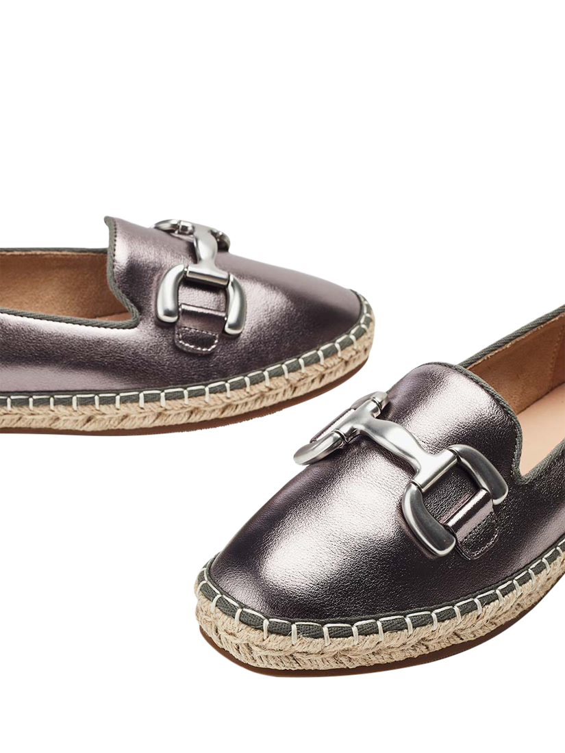 Product image 4 of 4, which shows Moda in Pelle Edulis Leather Snaffle Trim Loafers, Pewter, 3