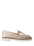 Moda in Pelle Eunice Woven Leather Loafers, Rose Gold/Silver