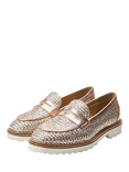 Moda in Pelle Eunice Woven Leather Loafers, Rose Gold/Silver