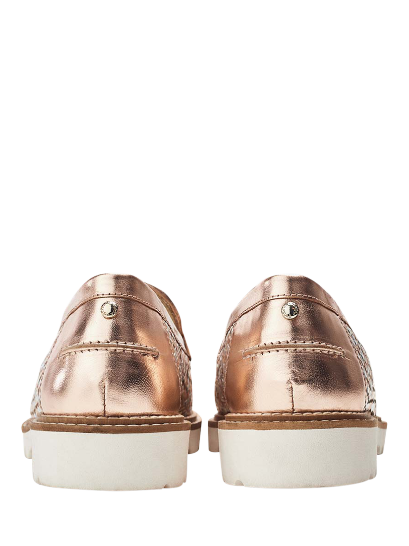 Product image 3 of 4, which shows Moda in Pelle Eunice Woven Leather Loafers, Rose Gold/Silver, 3