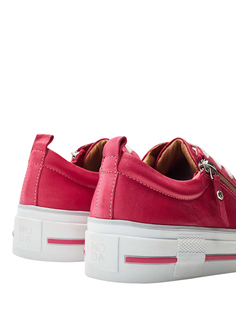Product image 3 of 4, which shows Moda in Pelle Filcian Leather Zip Trainers, Pink, 3
